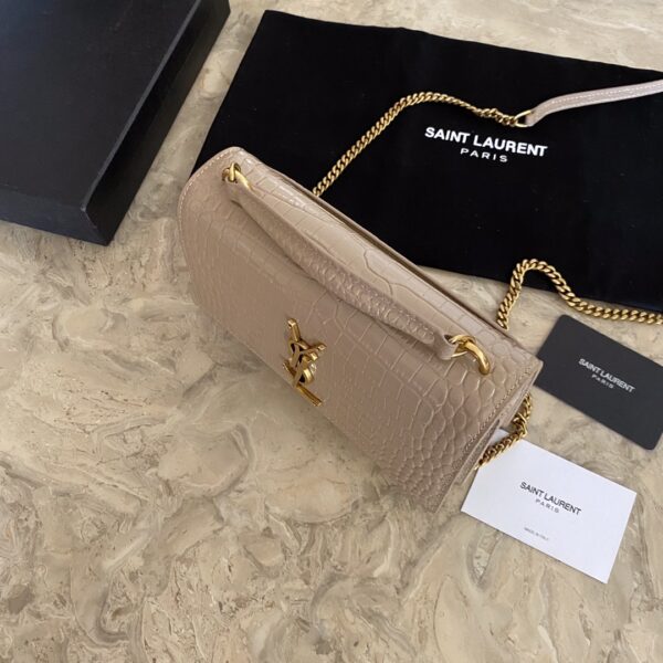 YSL Hot Small Crocodile Pattern Shoulder Bag - Caramel - Image 3