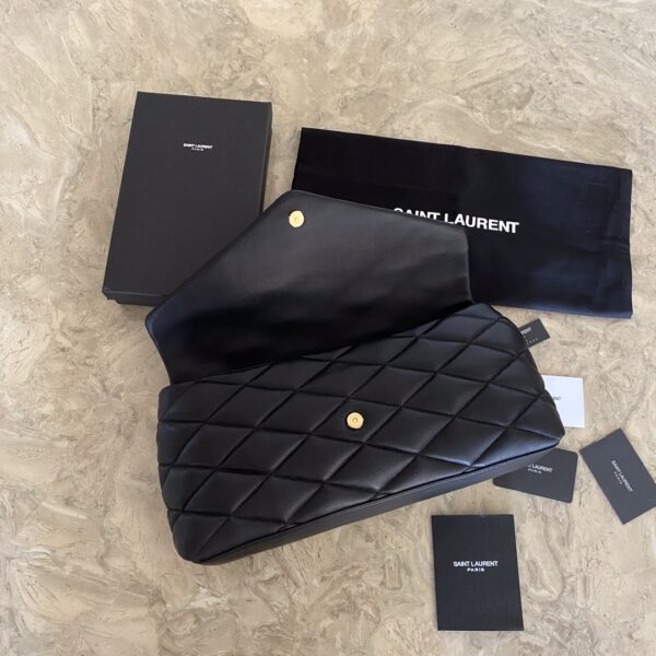 YSL Saint Laurent SADE Puffer Clutch Bag - Black - Image 3