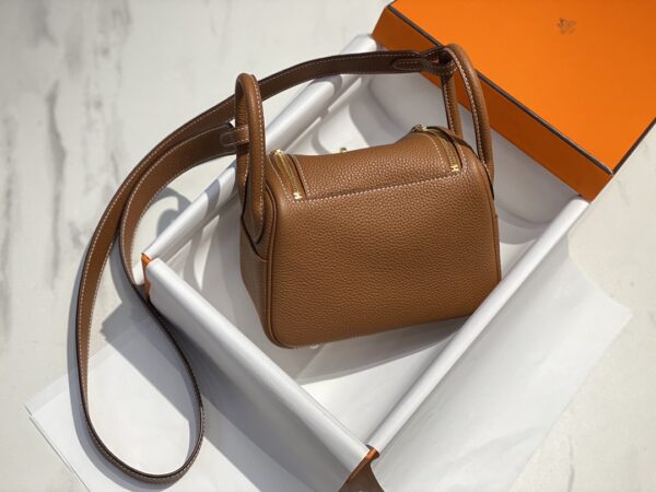 Hermes Mini Lindy Handbags - Golden Brown - Image 4