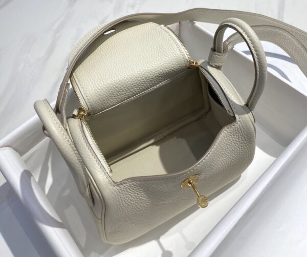 Hermes Mini Lindy Handbags - Wool White - Image 2