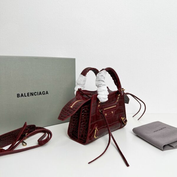 Balenciaga Neo Classic Mini Crocodile Handbag- Maroon - Image 4