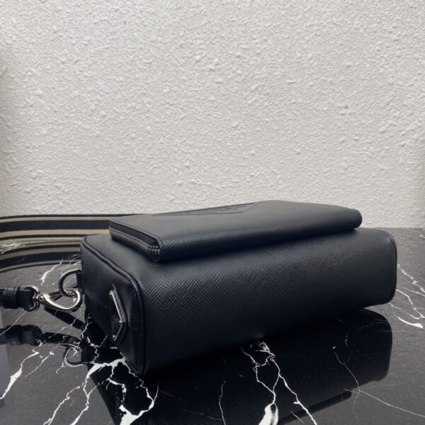 Prada Embroidered Webbing Men's Cross-body Bag - Black - Image 4
