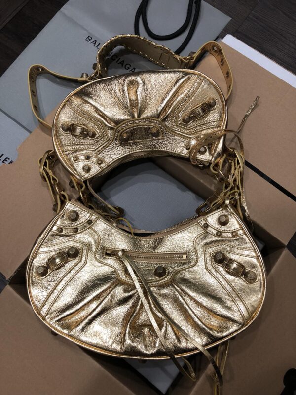 Balenciaga Le Cagole Half-Moon Small Armpit Dumpling Bag - Golden - Image 4