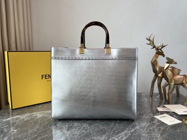 Fendi Sunshine Small Tote Bag - Silver - Image 3