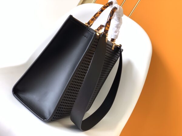 Fendi Sunshine Shopper Hollow Handbag - Black - Image 4