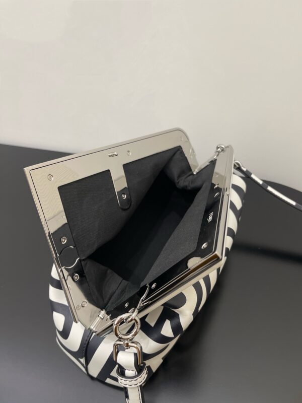 Fendi First Midi Small Handbag - Black/White - Image 3