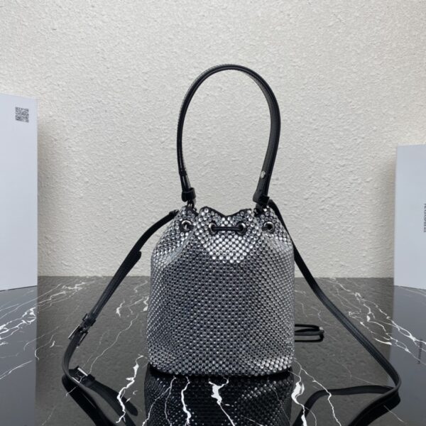 Prada New Crystal Bucket Bag - Silver - Image 5