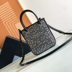 Prada Mini Diamond Tote Bag - Black/White - Image 4
