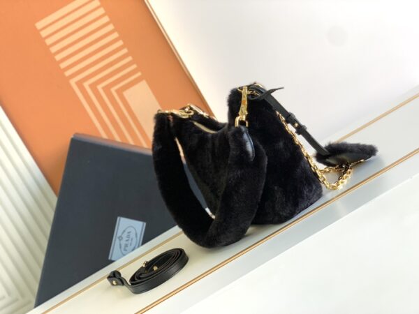Prada Plush Three-In-One Handbag - Black - Image 5