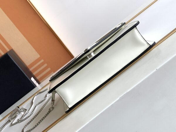Prada Large Triangular Flip Cover Handbag - White - Image 3