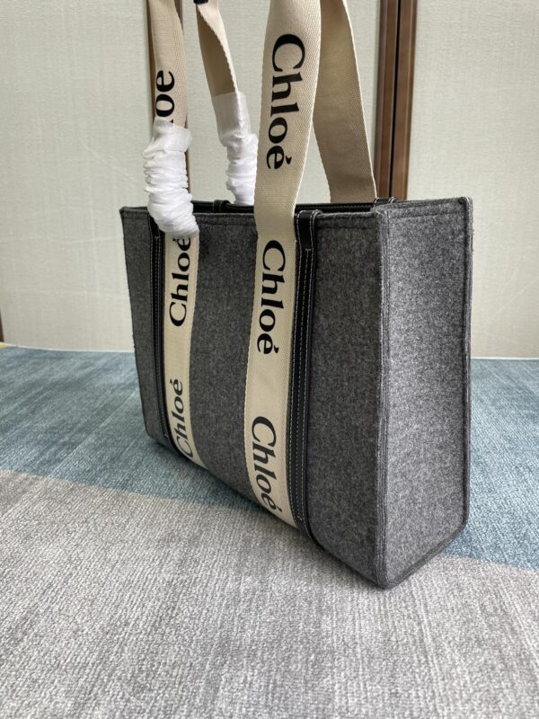 Chloe Woody Medium Tote Bag - Gray - Image 2