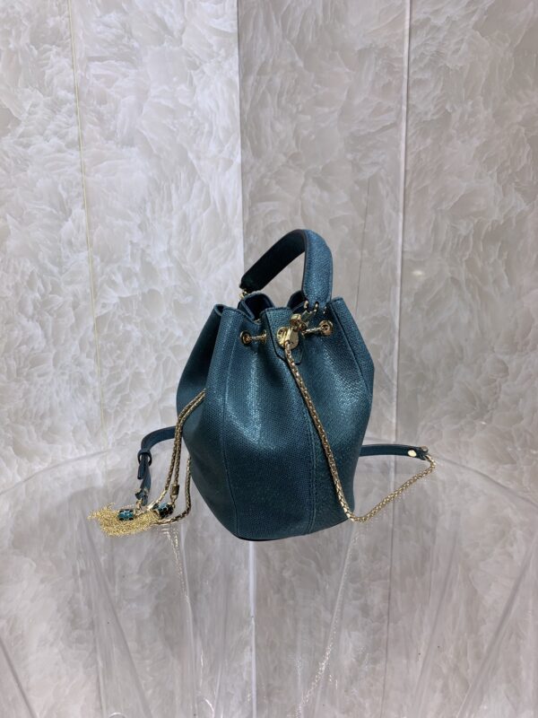 Bulgari Snake Skin Bucket Handbag  - Blue - Image 4