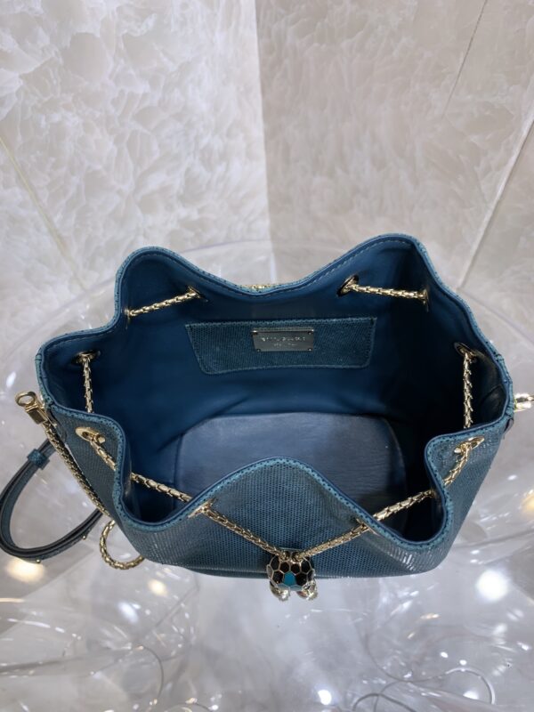 Bulgari Snake Skin Bucket Handbag  - Blue - Image 2