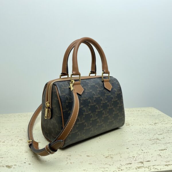 Celine Triomphe Canvas Logo Printed Boston Bag - Image 2