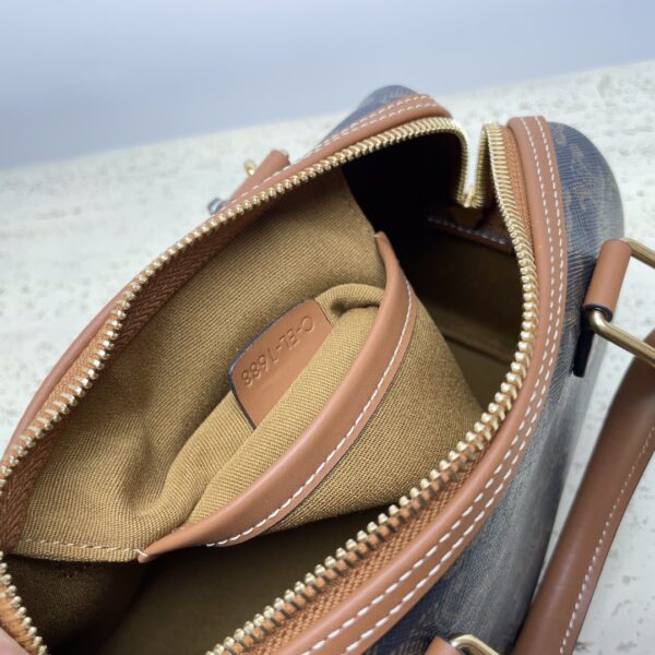 Celine Triomphe Canvas Logo Printed Boston Bag - Image 5