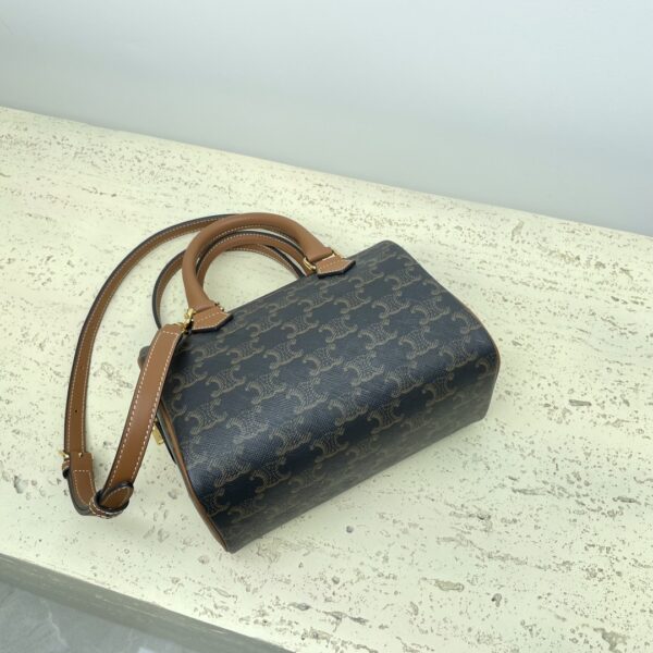 Celine Triomphe Canvas Logo Printed Boston Bag - Image 3