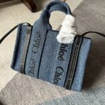 Chloe Woody Mini Handsome Denim Fabric Tote Bag - Image 2