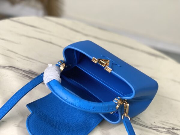Louis Vuitton Capucines Taurillon Small Handbag - Blue Ostrich - Image 2