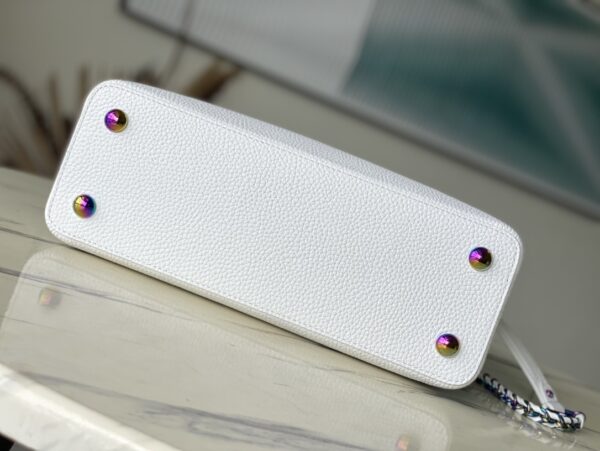 Louis Vuitton White Colorful Gold Buckle Medium Capucines BB Handbag - White - Image 3