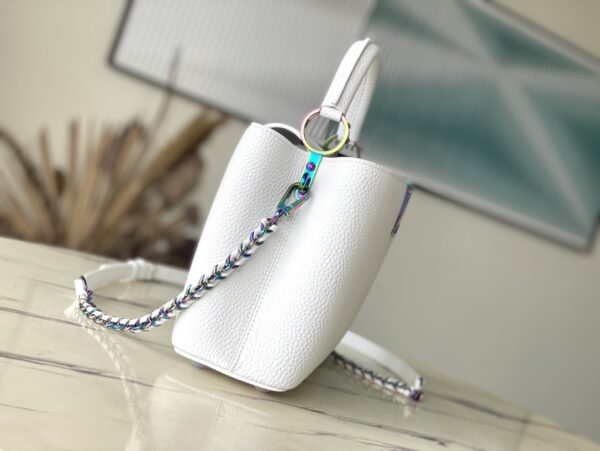 Louis Vuitton White Colorful Gold Buckle Small Capucines BB Handbag - White - Image 5