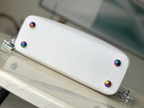 Louis Vuitton White Colorful Gold Buckle Small Capucines BB Handbag - White - Image 3