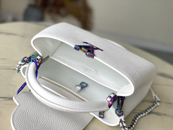 Louis Vuitton White Colorful Gold Buckle Small Capucines BB Handbag - White - Image 2