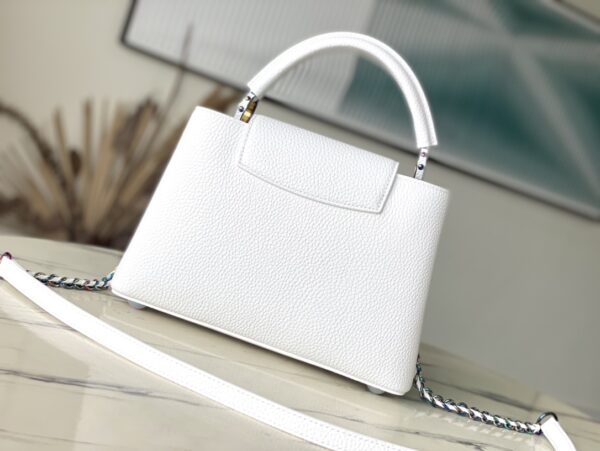 Louis Vuitton White Colorful Gold Buckle Small Capucines BB Handbag - White - Image 4
