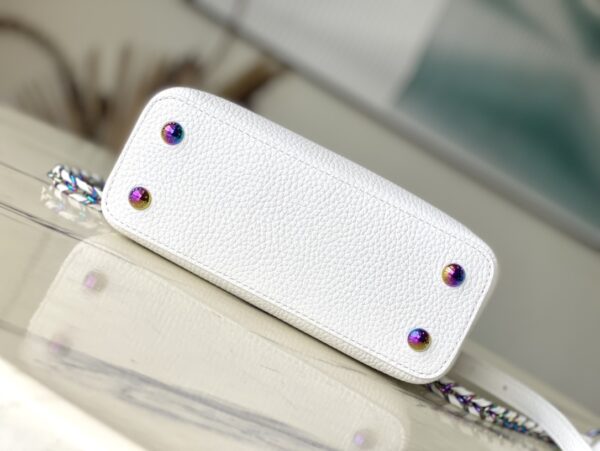 Louis Vuitton White Colorful Gold Buckle Mini Capucines BB Handbag - White - Image 3
